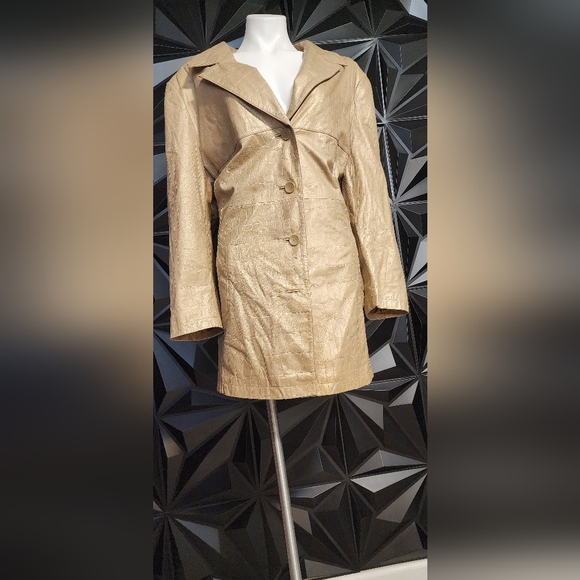 Wilsons Leather Gold Trench Coat - Picture 1 of 4